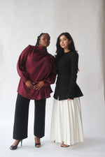 Load image into Gallery viewer, Plum Draped Shoulder Shimmering Tunic
