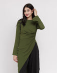 Moss Green Asymmetric Slit Tunic