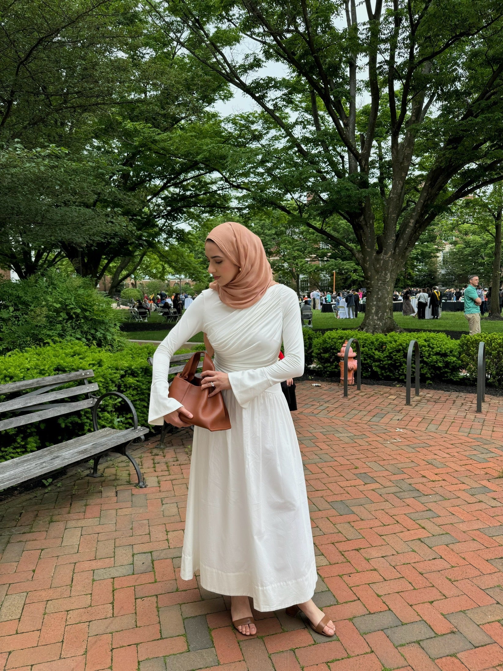 White Asymmetric Draped Dress