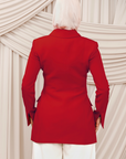 Red Peplum Buttoned Blazer