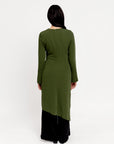 Moss Green Asymmetric Slit Tunic