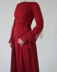 Cherry Red Pleated Slit Gown
