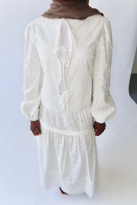 White Cotton Eyelet Lace Top & Maxi Skirt Set