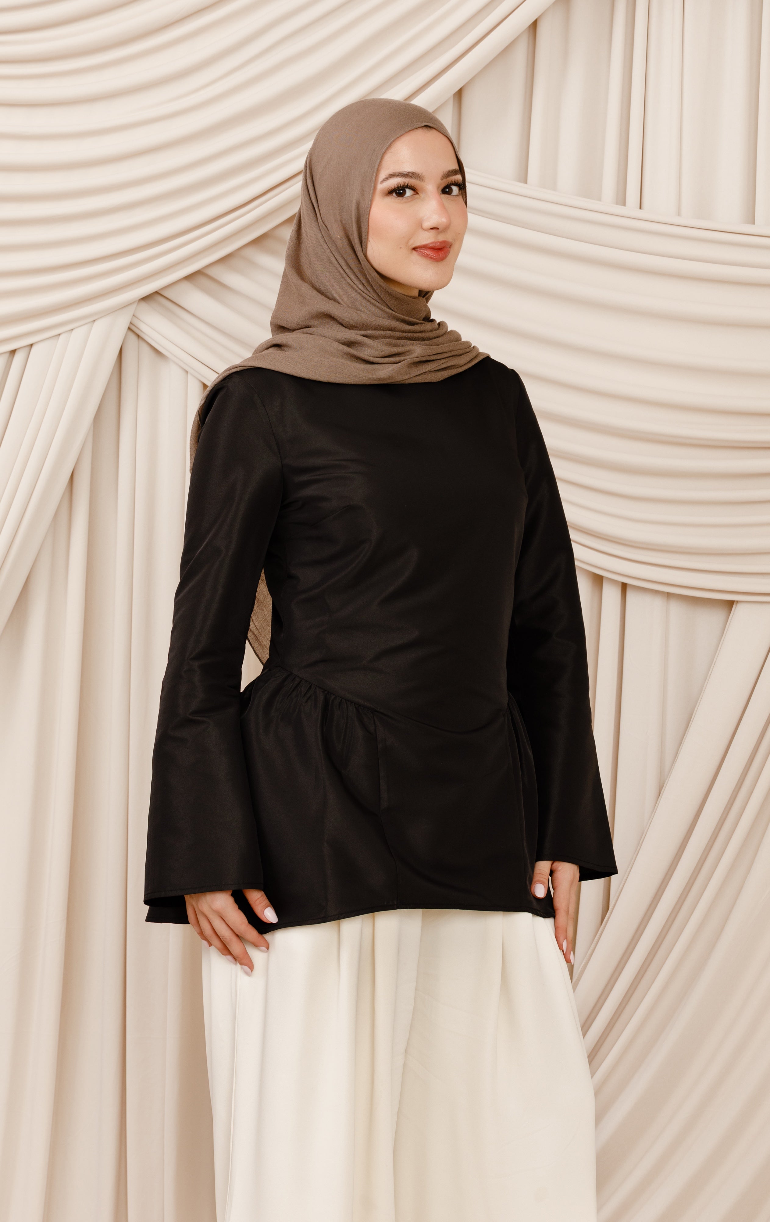 Black Taffeta Peplum Tunic – Summer Evenings