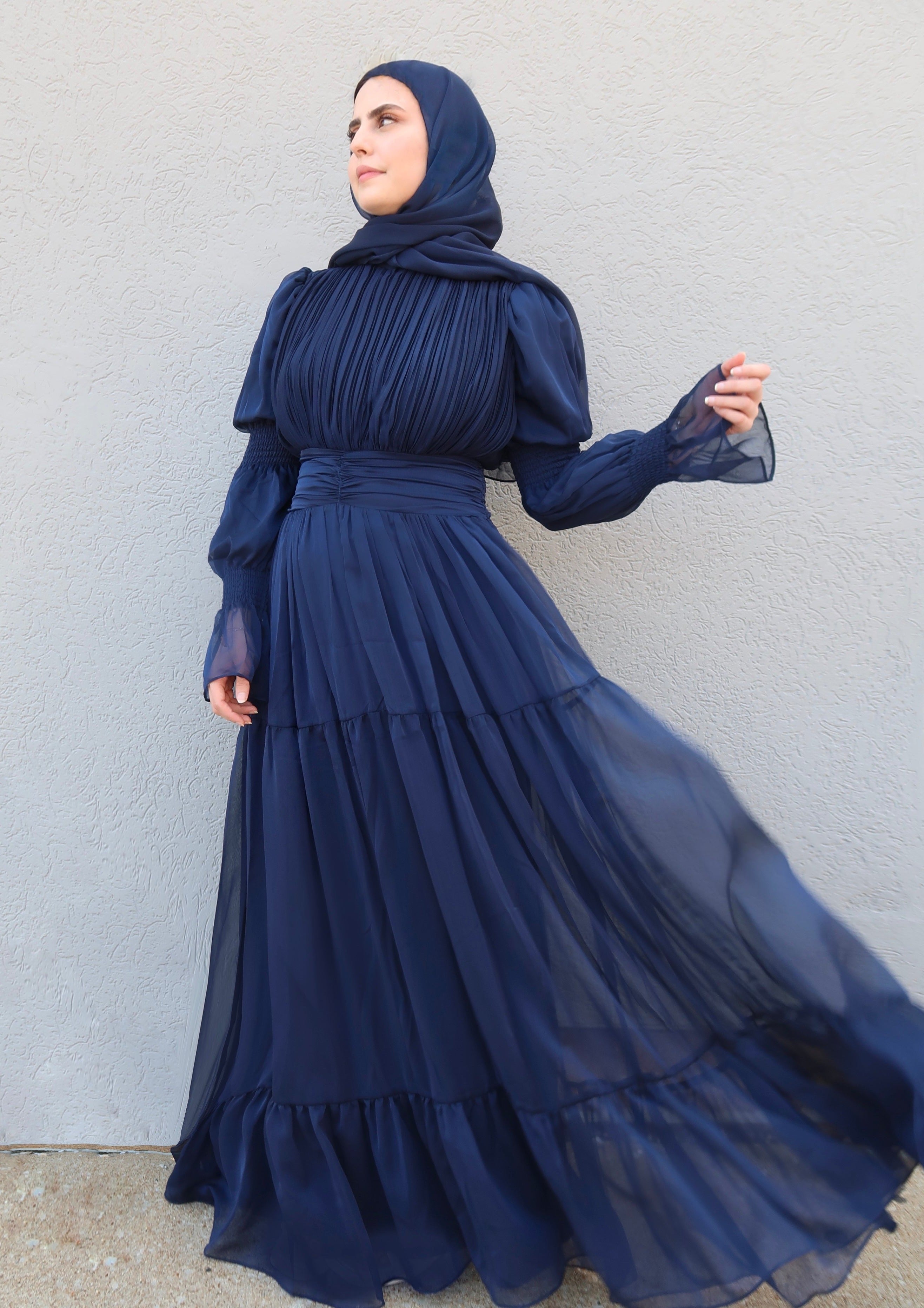 Midnight Navy Ruched Dress