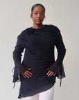 Black Draped Rose Tunic- Final Sale
