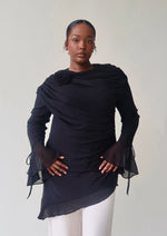Load image into Gallery viewer, Black Draped Rose Tunic- Final Sale
