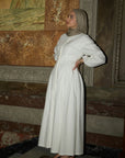 White Cinched Buttoned Dress