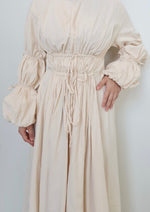 Load image into Gallery viewer, Oat Cream Cinched Lace Up Dress
