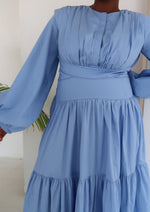 Load image into Gallery viewer, Ocean Blue Drop Waist Tiered Dress
