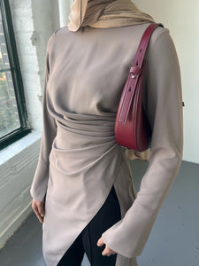 Mink Asymmetric Slit Tunic