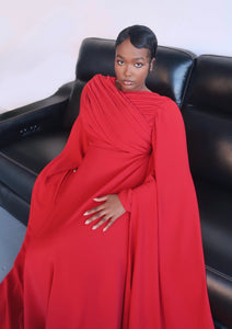Red Cape Sleeve Gown