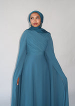 Load image into Gallery viewer, Deep Teal Cape Sleeve Gown
