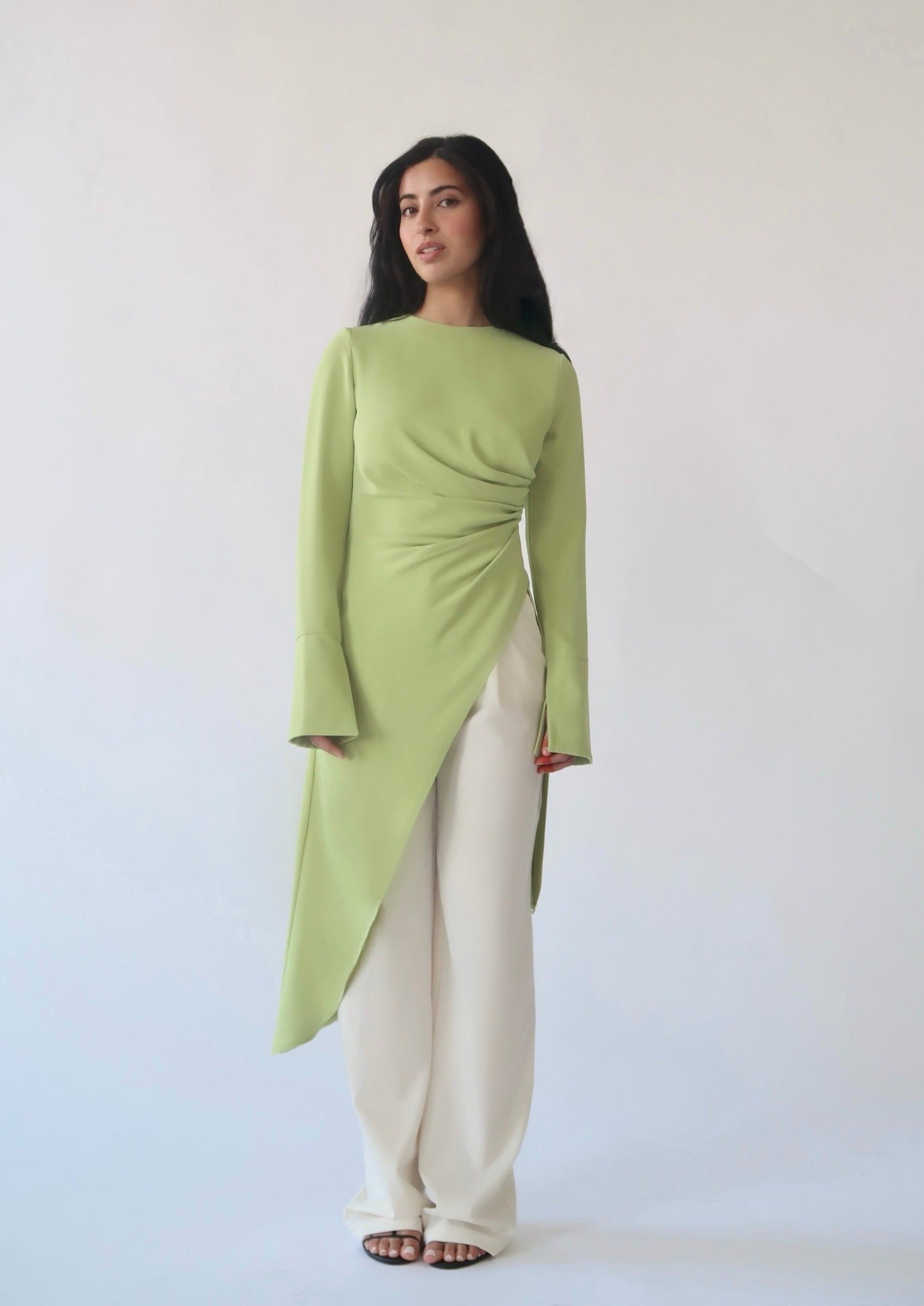 Lime Green Asymmetric Slit Tunic