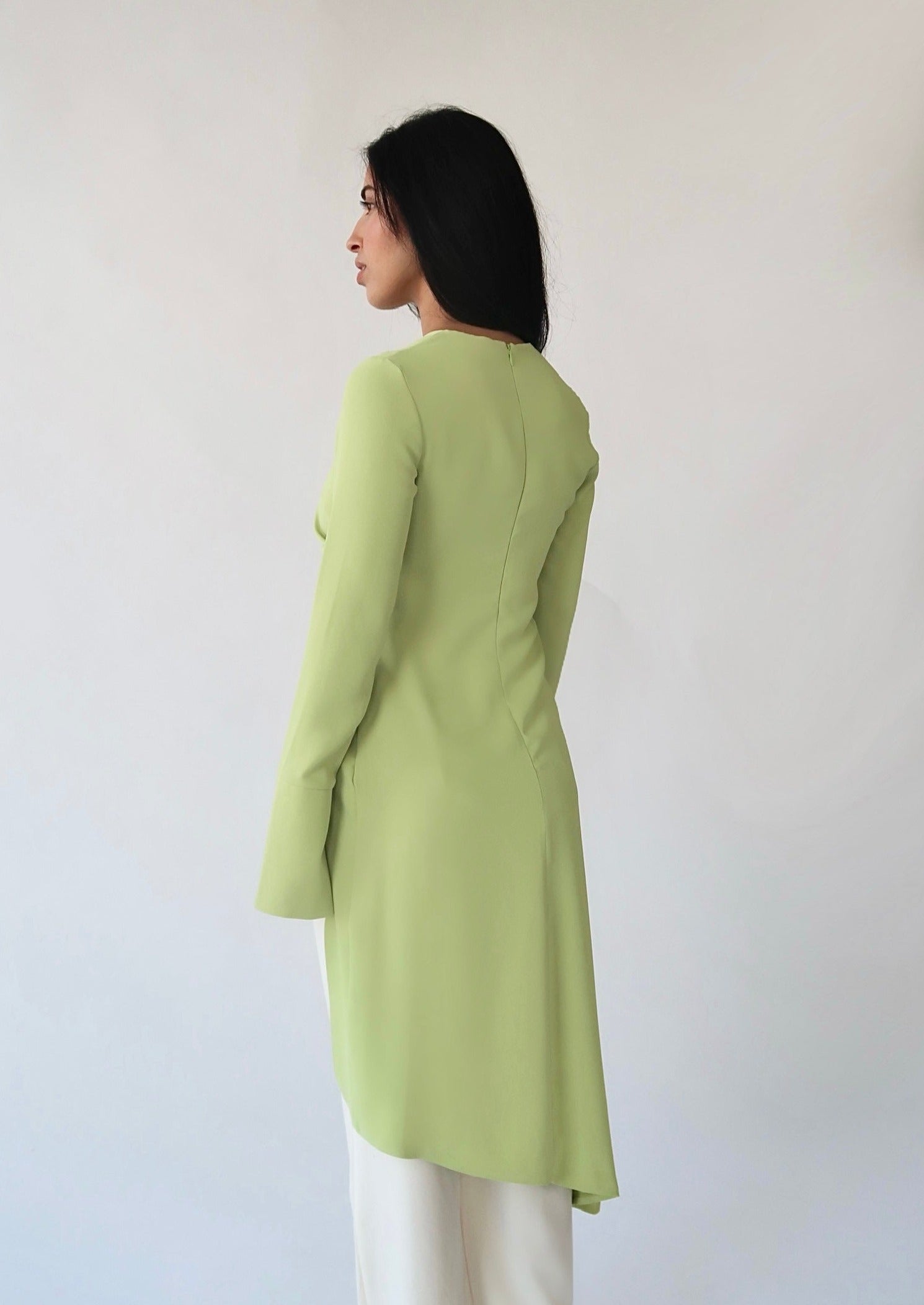 Lime Green Asymmetric Slit Tunic