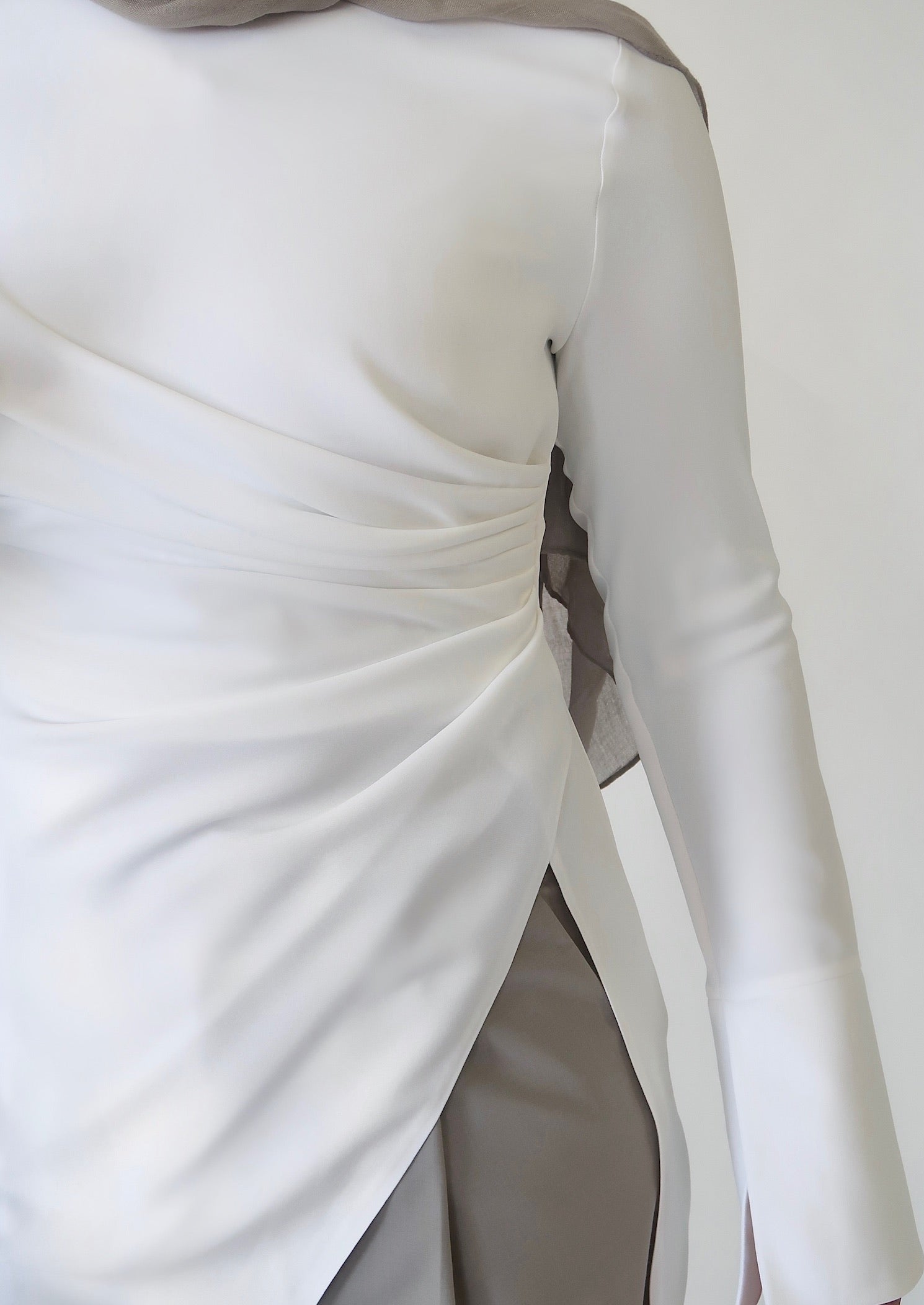 White Asymmetric Slit Tunic