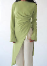 Load image into Gallery viewer, Lime Green Asymmetric Slit Tunic
