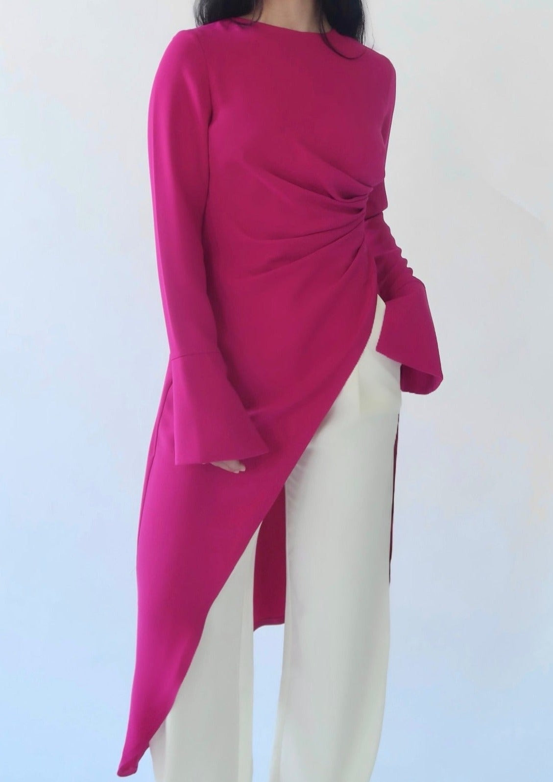 Fuchsia Asymmetric Slit Tunic