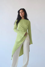 Load image into Gallery viewer, Lime Green Asymmetric Slit Tunic
