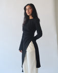Black Asymmetric Slit Tunic
