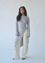 Load image into Gallery viewer, Powder Gray Asymmetric Slit Tunic
