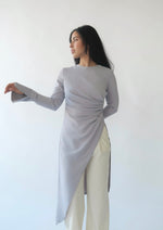 Load image into Gallery viewer, Powder Gray Asymmetric Slit Tunic
