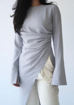 Load image into Gallery viewer, Powder Gray Asymmetric Slit Tunic
