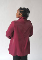 Load image into Gallery viewer, Plum Draped Shoulder Shimmering Tunic
