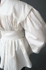 Load image into Gallery viewer, Cream Belted Balloon Sleeve Tunic
