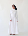 White Asymmetric Draped Dress- Final Sale