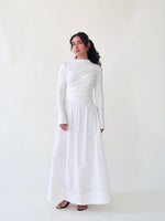 Load image into Gallery viewer, White Asymmetric Draped Dress
