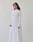 White Asymmetric Draped Dress- Final Sale