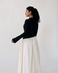 Black & Cream Asymmetric Draped Dress