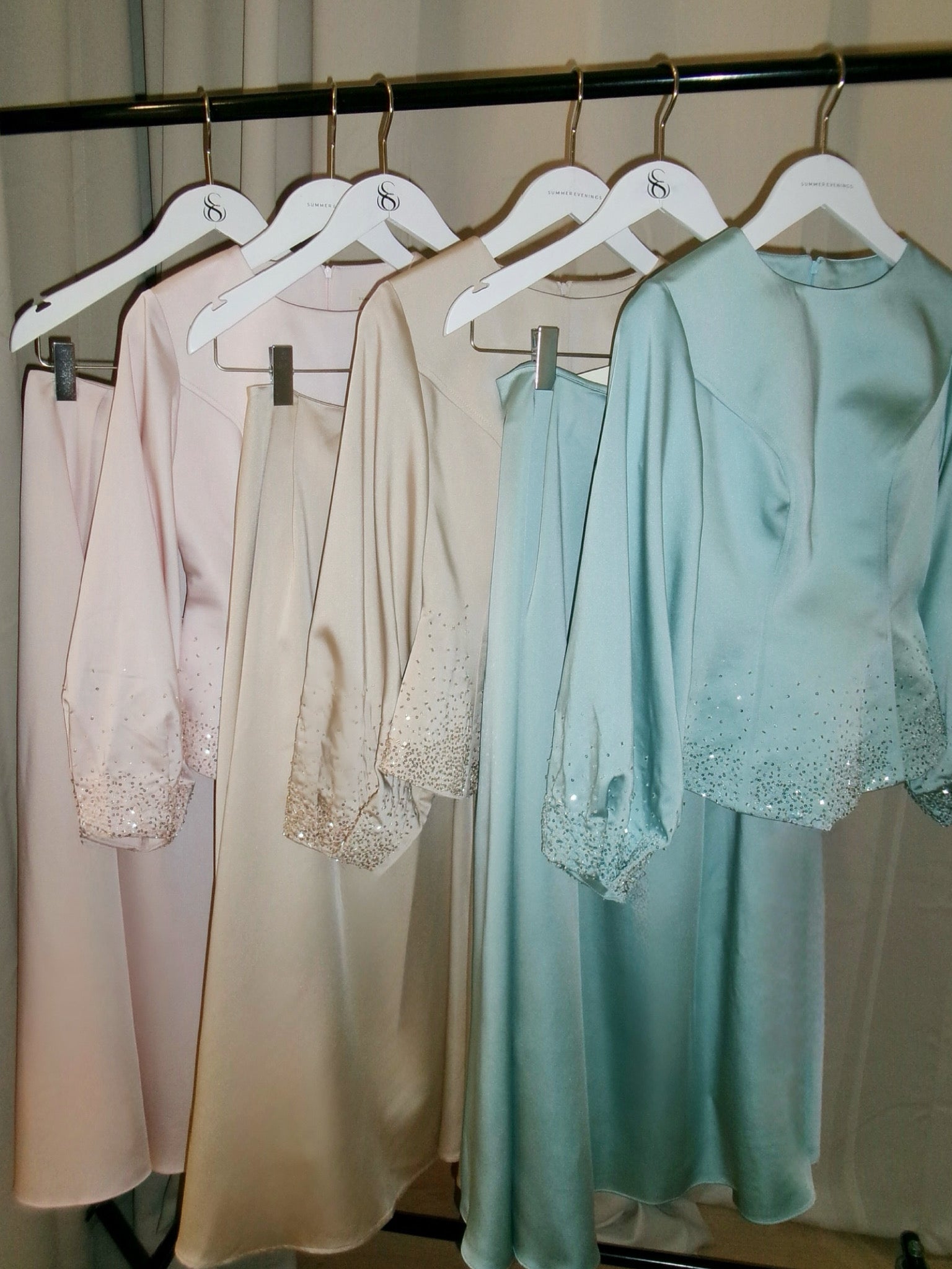 Vanilla Gold Embellished Satin Peplum Set