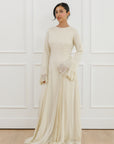Honeydew Pleated Slit Gown