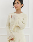 Honeydew Pleated Slit Gown