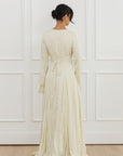Honeydew Pleated Slit Gown