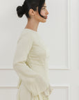 Honeydew Pleated Slit Gown
