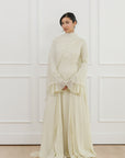 Honeydew Pleated Slit Gown