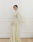 Honeydew Pleated Slit Gown