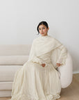 Honeydew Pleated Slit Gown