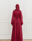 Cherry Red Pleated Slit Gown