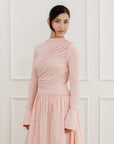 Crepe Blush Asymmetric Draped Dress