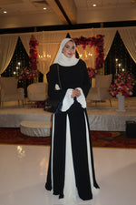 Load image into Gallery viewer, Black &amp; Cream Pleated Slit Gown
