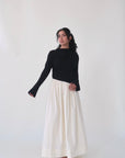 Black & Cream Asymmetric Draped Dress