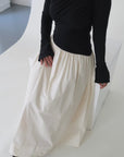 Black & Cream Asymmetric Draped Dress