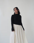 Black & Cream Asymmetric Draped Dress