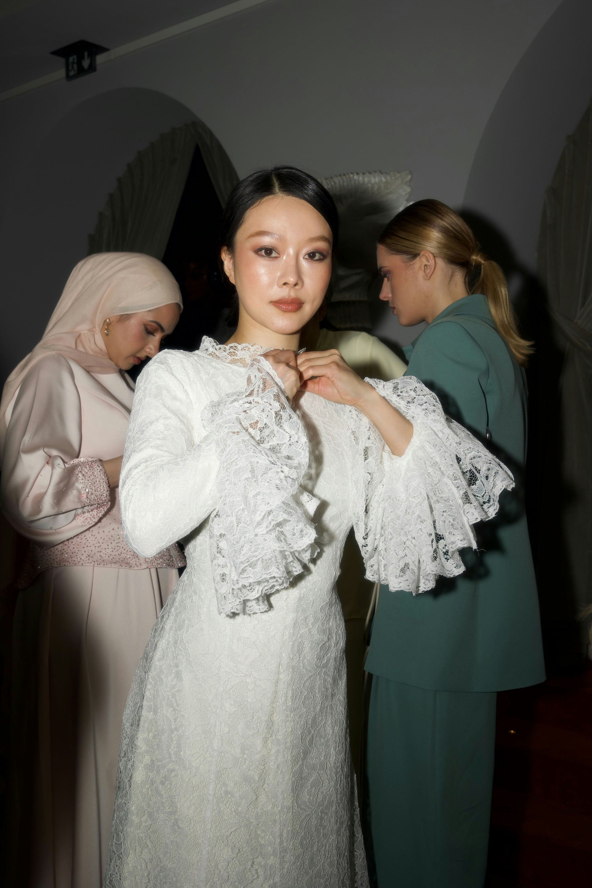 White Bell Sleeve Lace Dress