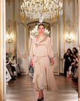 Vanilla Gold Embellished Satin Peplum Set