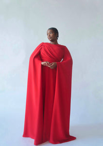 Red Cape Sleeve Gown